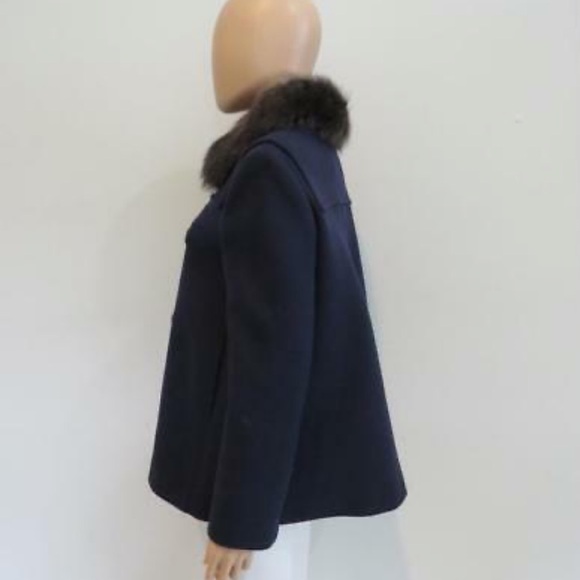 Prada Navy Blue Wool/Cashmere Blend Toggle Swing Duffle Coat Jacket - Picture 4 of 11